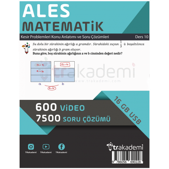 2023 ALES Matematik Video Eğitim Seti + 30 Kitap (Video Ders Notları ve Matematik Soru Bankası)
